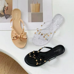 Ribbon Crystal Bow Sandals — Élégance | صندل بفيونكة كريستال فاخر