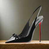 Pointe Glam Heeled Sandals — Élite Édition | صندل جلدي لامع بكعب فاخر