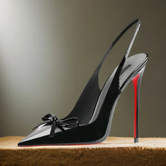 Pointe Glam Heeled Sandals — Élite Édition | صندل جلدي لامع بكعب فاخر