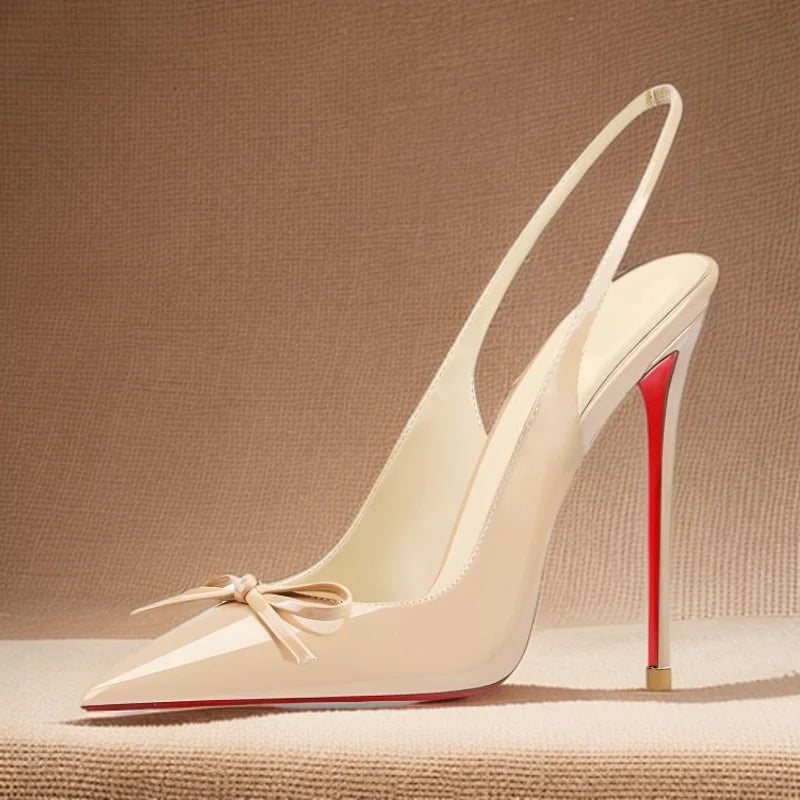 Pointe Glam Heeled Sandals — Élite Édition | صندل جلدي لامع بكعب فاخر