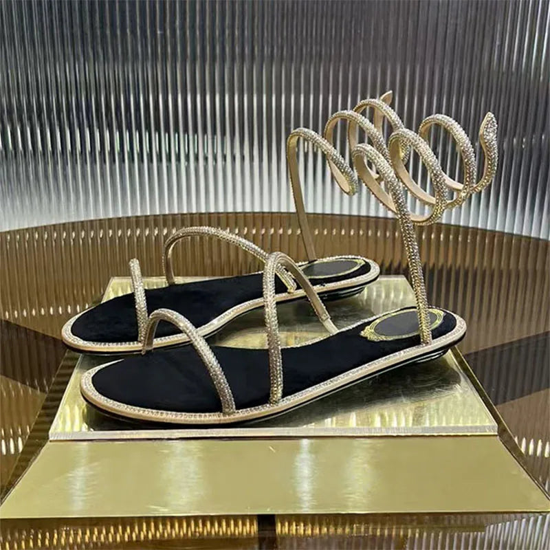 Rhinestone Gladiator Sandals — Luxe Édition | صندل جلادياتور فاخر بالألماسات