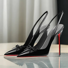 Pointe Glam Heeled Sandals — Élite Édition | صندل جلدي لامع بكعب فاخر