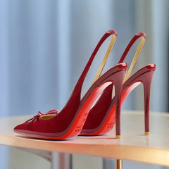 Pointe Glam Heeled Sandals — Élite Édition | صندل جلدي لامع بكعب فاخر